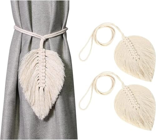Zeaicos Vorhang Raffhalter, 2 Stück Raffhalter ​für Vorhänge Boho Vorhang Seil Vorhanghalter Gardinenhalter, Vorhänge Vorhangclips Schnalle Vorhang Binder für Büro Haus Zimmer, Weihnachten Deko