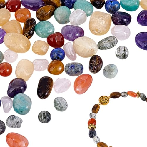 PH PandaHall 64 st naturstenspärlor, 8 stilar oregelbundna ädelstenar kristall lös meditation 5 ~ 10 mm polerade stenchips kvartsnugget mellandelar för armband