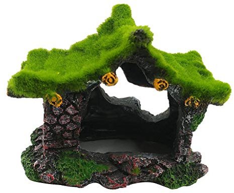 Oxtxuzdm Decorazione in resina per acquario a tema muschio Betta Grotta Accessori per acquario Eremita Guppy Decorazione Acquario Decorazioni Acquari Mandorle Cibo vivo Marimo Palla di muschio
