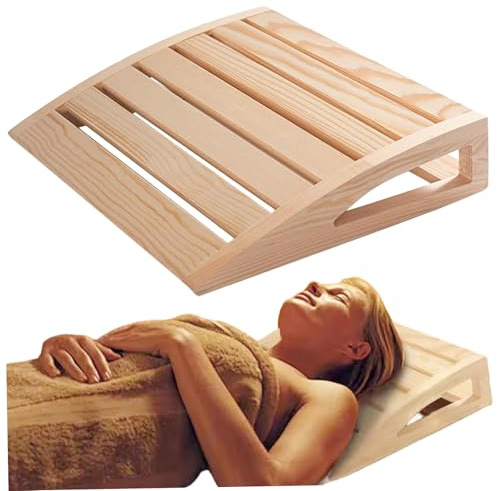 Hbbgdiy Sauna Headrest Wooden Ergonomic Neck Support Pillow for Relaxing in Sauna, Rustic Spa and Accessories for Men and Women Comfortable Back and Neck Support