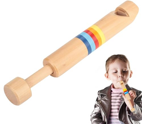 Fischietto Di Stantuffo - Flauto Legno Fatto A Mano, Strumento Musicale Giocattolo | Educazione Precoce Interattiva Coordinamento -Mano Sviluppo Senso Musicale Bambini Apprendimento Attrezzatura