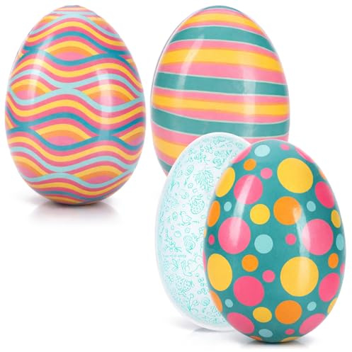 com-four® 3x Huevos de Pascua rellenable 12 cm, Colores variados