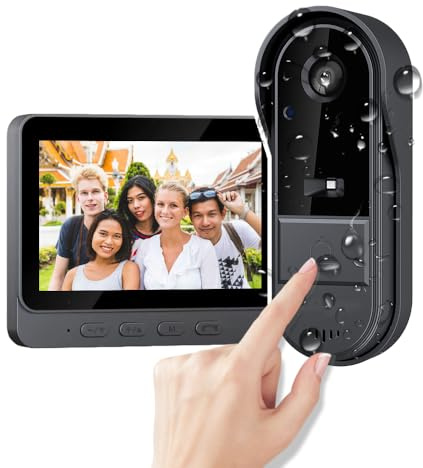 TKMARS Sonnette sans Fil avec Caméra 1080P Extérieur Étanche IP67, Visiophone Vidéo avec Écran IPS 4.3, Interphone Vidéo Angle de Vision 170, Portier Vidéo pour Maison, sans WiFi ni Application