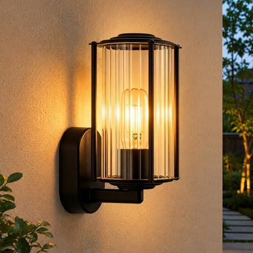 Glitzerlife Svart Utomhus Vägglampa Vägglampa E27 IP65 Utan Glödlampa MAX | 40W Inomhus Utomhus Belysning För Terrass Balkong Husvägg Trädgård