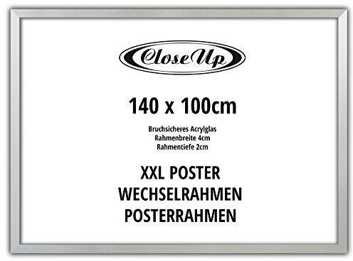 Close Up XXL affischram | 100 x 140 cm silver | för storformatiga affischer, plakat, konsttryck | av MDF | stående och liggande format