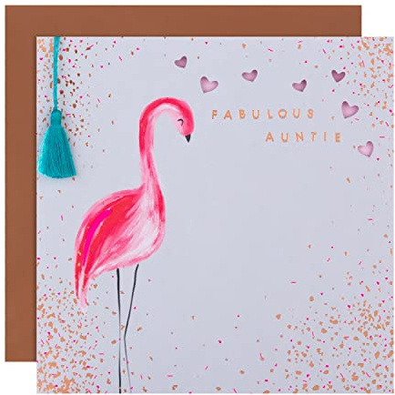 Hallmark Biglietto di auguri di compleanno per zia – goffrato e fustellato fenicottero design