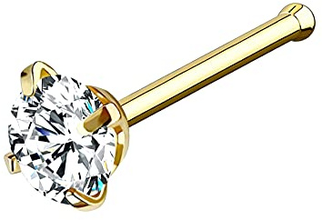 OUFER Body Piercing 14K Piercing Nez Or 20G Clou de Nez Stud en Forme de L Vis Nasale avec CZ Brillant Piercing Nasale Anneau pour Femme Cadeau Fille Bijoux Piercing Corps