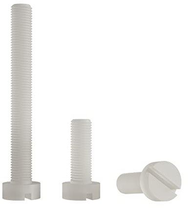 Enkotrade Juego de 10 tornillos de cabeza plana M2, 6 mm de longitud, con ranura, tornillos de plástico, DIN 84, tornillos cilíndricos de nailon