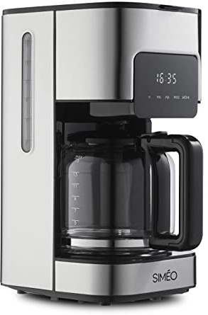 Siméo – Filterkaffeemaschine programmierbar – 1,5 l, 15 Tassen – kompakt, mit Skala – Aromawahl – Tropfschutz, Überlauf – Edelstahl – 16 x 32,5 x 19,5 cm