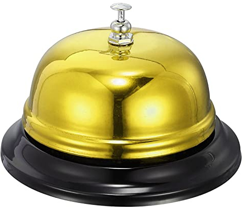 sourcing map Desk Bell 100mm(3.94) Dinner Bell Gold Tone