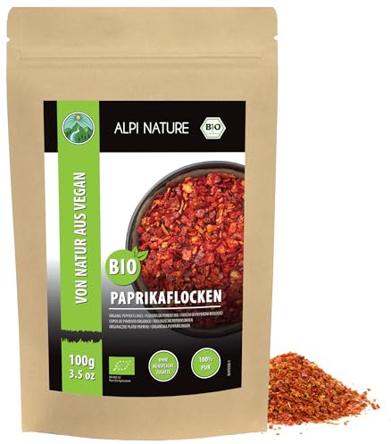 Ekologiska paprikaflingor (100 g), paprika flingor ekologisk, paprika från kontrollerad ekologisk odling, 100% naturlig, utan tillsatser, paprikaflingor ekologisk, ekologisk paprika grödad
