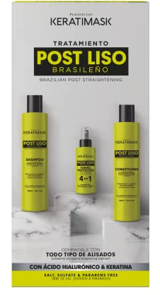 PLACENTA LIFE KERATIMASK Brazilian Straightening Post Kit ( Shampoo (250ml) + Conditioner (250ml) + Heat Protector. Keep Make Your Straightening Last Much Longer
