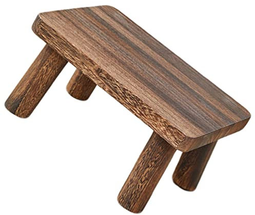 Housoutil Solid Wood Step Stool Wooden Foot Stool for Kids and Adults Multi-Purpose Small for Bedroom Kitchen Bathroom Use