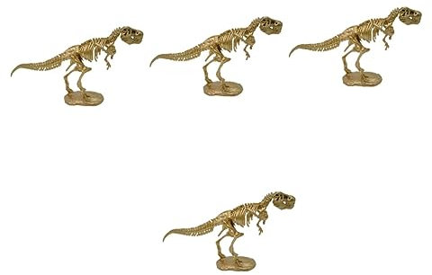 Cabilock 4 Stück Dinosaurier-Skelett-Ornament Skelettmodell Skelett- goldenes Dinosaurierskelett Darstellung eines Dinosaurierskeletts Statuen für die Inneneinrichtung Skulpturen