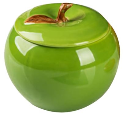 Garneck Keramik Vorratsdose Mit Deckel Im Apfel Design – Grüne Aufbewahrungsdose Für Snacks - Gewürze Und Büromaterial – Stilvolle Kleine Dose Für Jede Dekoration
