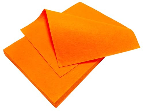 Jtnohx Orange filtark, mjuk färgfiltduk för hantverk, 12 st 1 mm tjock 20x30 cm för hantverk, DIY och sömnadsprojekt