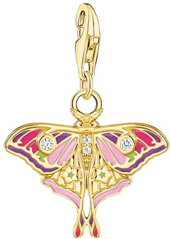 THOMAS SABO Fjäril Charm-hänge, återvunnet silver, emalj i magenta, limegrön, rosa, lila, med zirkoniastenar, Standard, Sterlingsilver, Kubisk zirkonia