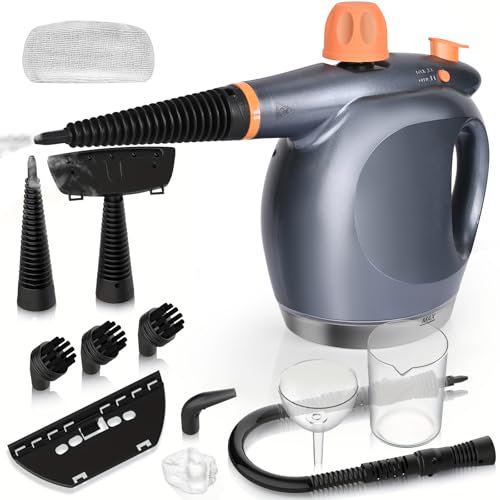 1250W Dampfreiniger, Dampfreiniger Handgerät für den Hausgebrauch 3,5 Bar Dampfdruck 475ml Dampfreiniger Boden mit 11 Zubehörteilen Für Böden Polstermöbel Fugen und Autos, Entfernt Schmutz und Fett