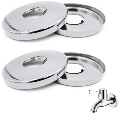 Tap Stainless Steel Rosettes Cover, Pack of 4 Thermostatic Shower Mixer Bar Bottom, Shower Mixer Taps Wall Mounted Replacement Part, for Bathtub/Kitchen/Sink