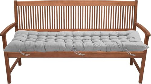 Genérico Cojín Grueso para Banco de jardín de 2 o 3 plazas 100/120 cm 8 cm de algodón Largo para Exterior Patio Columpio y hogar (100 x 50 cm Gris)