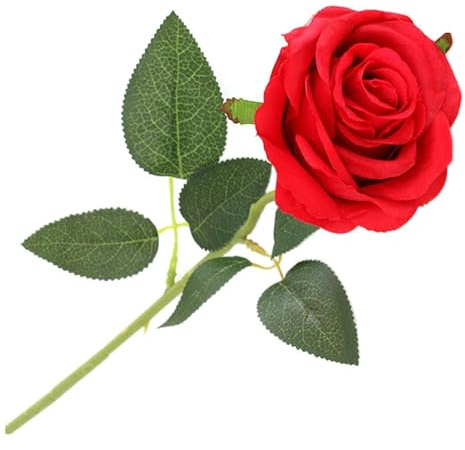DUINIU 1 Rosa di Flanella Rossa, Decorazione Floreale di Simulazione, Arte Floreale di Decorazione Domestica, Adatta per La Decorazione Domestica E La Decorazione del Regalo.