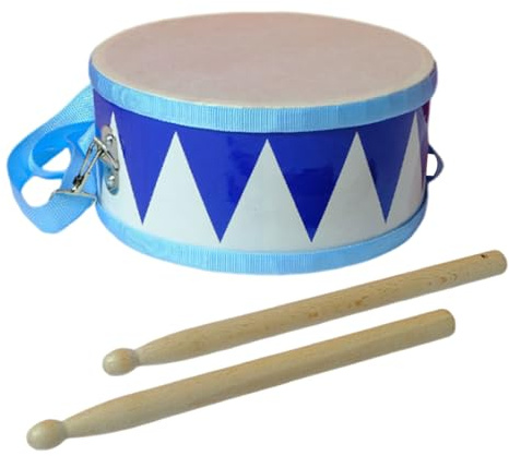 Set tamburo per bambini – tamburo musicale in legno da 7,87 pollici | tamburo bifacciale in pelle di pecora – regolabile, strumento divertente leggero per le ragazze che imparano la musica