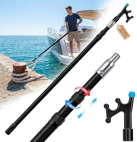 Tdrynl 10 Ft Fiberglass Telescoping Boat Hook for Docking, Insulated Floating Push Pole with Non-Slip Rubber Tip, Scratch-Resistant & Sturdy, Lightweight, 3/4 Thread Screw End