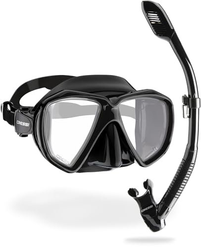 Cressi Ranger Schnorchelset - Schnorcheln Set mit Schnorchel und Taucherbrille, wasserdichte Tauchmaske Anti-Fog Anti-Leck aus Gehärtetem Glas, mit 3-Kanal Premium Dry Schnorchel für Erwachsene