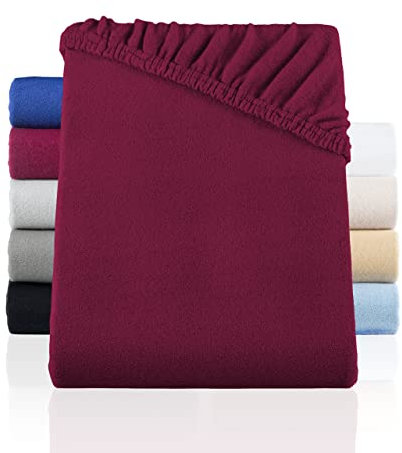 BaSaTex Winter Thermo Fleece Spannbettlaken - wärmendes plüsch Spannbetttuch Teddy Flausch - Flauschiges Bettlaken | Größe: 180x200-200x200 cm | Farbe: Bordeaux Rot