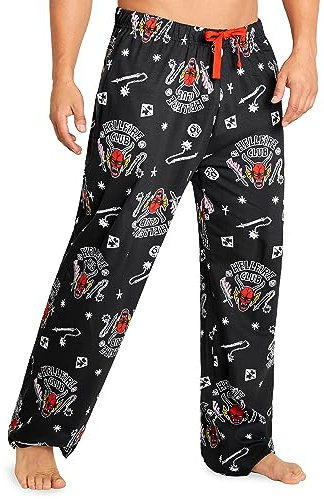 Stranger Things Pantalon Pijama Hombre - Tallas de S a 3XL con Pantalón Largo - Regalos para Hombres, Cumpleaños (Negro, 2XL)