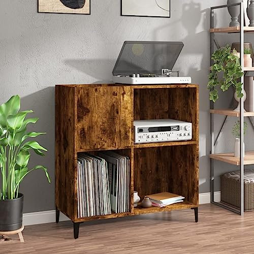 ZEYUAN Möbel skivor plywood, rökt ek 84,5 x 38 x 89 cm, CD-hylla, skivspelare, skivskåp, vinylskåp, skivskåp, skivspelarskåp - 832002