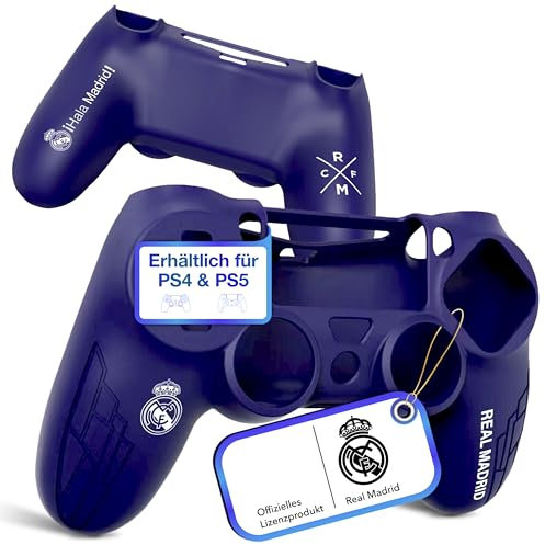 Fantroller® PS4 Controller Hülle mit offiziellem Real Madrid Design für maximalen Schutz & Grip I PS4 Controller Case erhältlich in blau & weiß