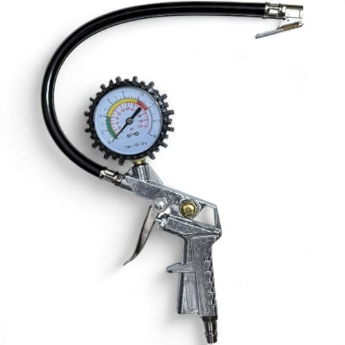 Topolenashop Pistola Gonfiaggio Pneumatici con Manometro 0–16 BAR | Precisione Professionale per Auto Moto Biciclette | Attacco Aria Compressa Standard | Strumento Pneumatico Garage Officina