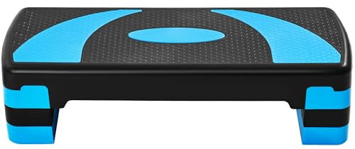 Abician Step de Fitness Stepper d'aérobic 79,5 x 30 x 20cm Réglable sur 3 Hauteurs Marche d'exercice pour Fitness à la Maison et au Bureau Bleu