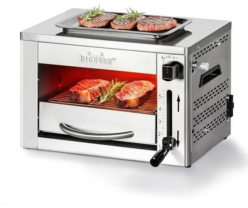BIGHORN 870°C Steakgrill Infrarot Tragbarer Gasgrill Perfekt für Steak, Picknick, BBQ