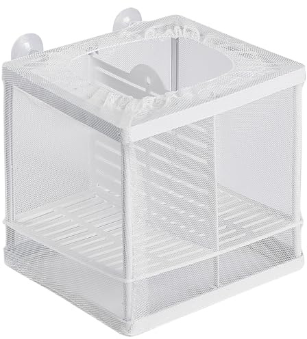 Pawfly Akvarium fiskodlingsnät fisk avelslåda med nylonnät och sugkoppar fisk separationsnät liten isoleringslåda för fisk, leklåda uppfödningsbehållare för unga fiskar räkor och stridsfisk betta