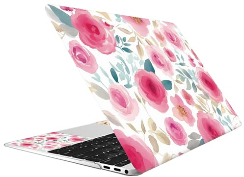 CREATCABIN Autocollant pour Ordinateur Portable June Rose Autocollant en PVC pour Ordinateur Portable Netbook PC Ordinateur Portable Universel Réutilisable Personnalisé Motif Fleurs et Plantes 38x27cm