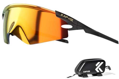 KAPVOE K410 Occhiali da Ciclismo Unisex, Montatura TR90, Lenti UV400, Astine Regolabili, Include Borsa per Bicicletta, Occhiali Sportivi per MTB e Attività Outdoor