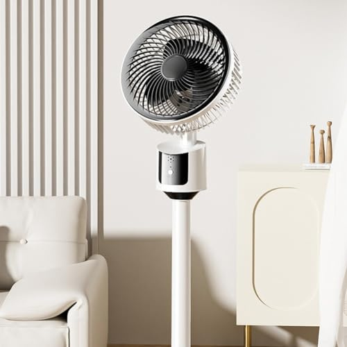 Pedestal Air Circulator, Whisper-Quiet Pedestal Air Circulator Fan, 3 Speed Adjustable Height USB Stand Fan For Home Bedroom(White)
