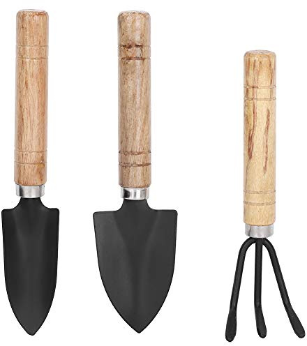 Cocoarm 3st Mini Växt Trädgårdsverktyg Miniatyr Trädgårdsverktyg små Växtverktyg Sätter Riktig Metallkonstruktion för Krukväxter Blomkrukor med Spade Klo Rake Spade