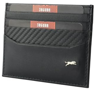 JAGUAR Kreditkartenetui aus Leder, 8 Fächer, ultradünn, schwarz
