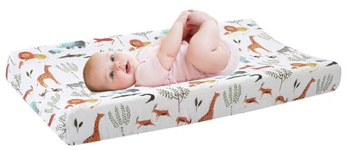 Zahoken Funda Para Cambiador Bebe, Cambiador De Pañales De Algodón Elástico Y Transpirable, Sábana Cambiadors Lavable, Las Sábanas Para Cambiar Pañales Se Ajustan A Almohadillas De 32 X 16