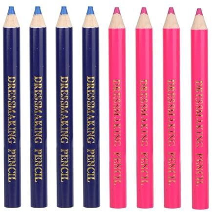BOXOB 8pcs Sewing Fabric Pencils, Water Soluble Fabric Markers Sewing Marking Tools for Quilting Tailoring Dressmaking DIY Crafts (Blue, Pink)
