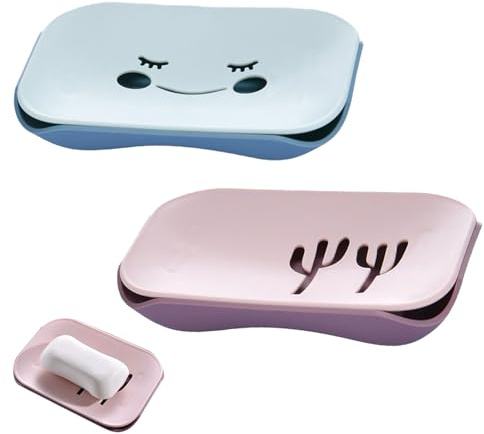2 Piezas Jabonera De Drenaje, Jabonera Bonita de Diseño Antideslizante de Plástico, Creativa de Dibujos Animados, Caja de Jabón, Accesorios De Baño, Almacenamiento