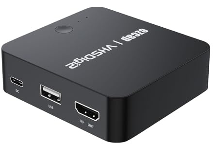 ERYUE Ezcap181P AV-inspelare Videoinspelningsbox för Analog Till Digital Konvertering, Inspelningsenhet med Ett Klick för VHS VCR DVD-videoinspelning, Plug-and-Play-komfort Hemvideoentusiaster