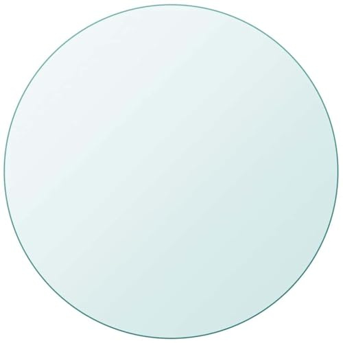 vidaXL Table Top, 500 mm Diameter, Tempered Glass, Non Assembly, Transparent, Round, 8 mm Thick, Replacement Protector Cover, Sturdy, Glass Table Top Protector