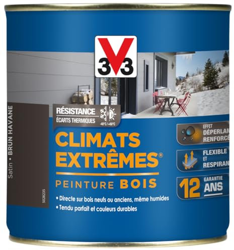 Peinture bois Climat Extrême Satin 0,5L (teinte au choix) V33 (brun havane) - Teinte : Brun havane