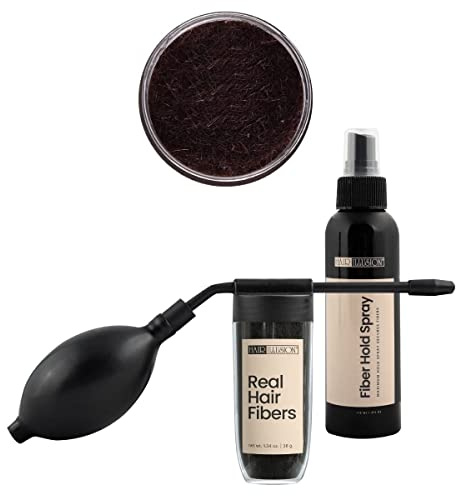 Hair Illusion Combo Kit - Hold Spray, 38g Hair Fiber Bottle, Applicator & Hairline Optimizer (Brown)