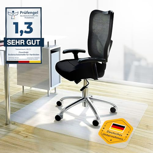 Floordirekt Bodenschutzmatte - Kratzfest, rutschfest, Milchweiß - Bodenmatte, Bodenschutz, Bürostuhlunterlage, Unterlegmatte, Schutzmatte für Laminat, Parkett, Hartböden (114 x 120 cm)