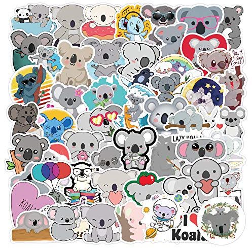 Koala-Aufkleber, Wasserflaschen, Laptop, Handy, Skateboard, Scrapbooking, Tagebücher, Auto, Koalabär-Aufkleber, Vinyl, wasserdicht, ästhetische Aufkleber, Packung für Teenager, Jungen, 53 Stück